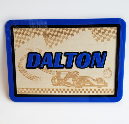 Racecar Custom Name Wall Sign