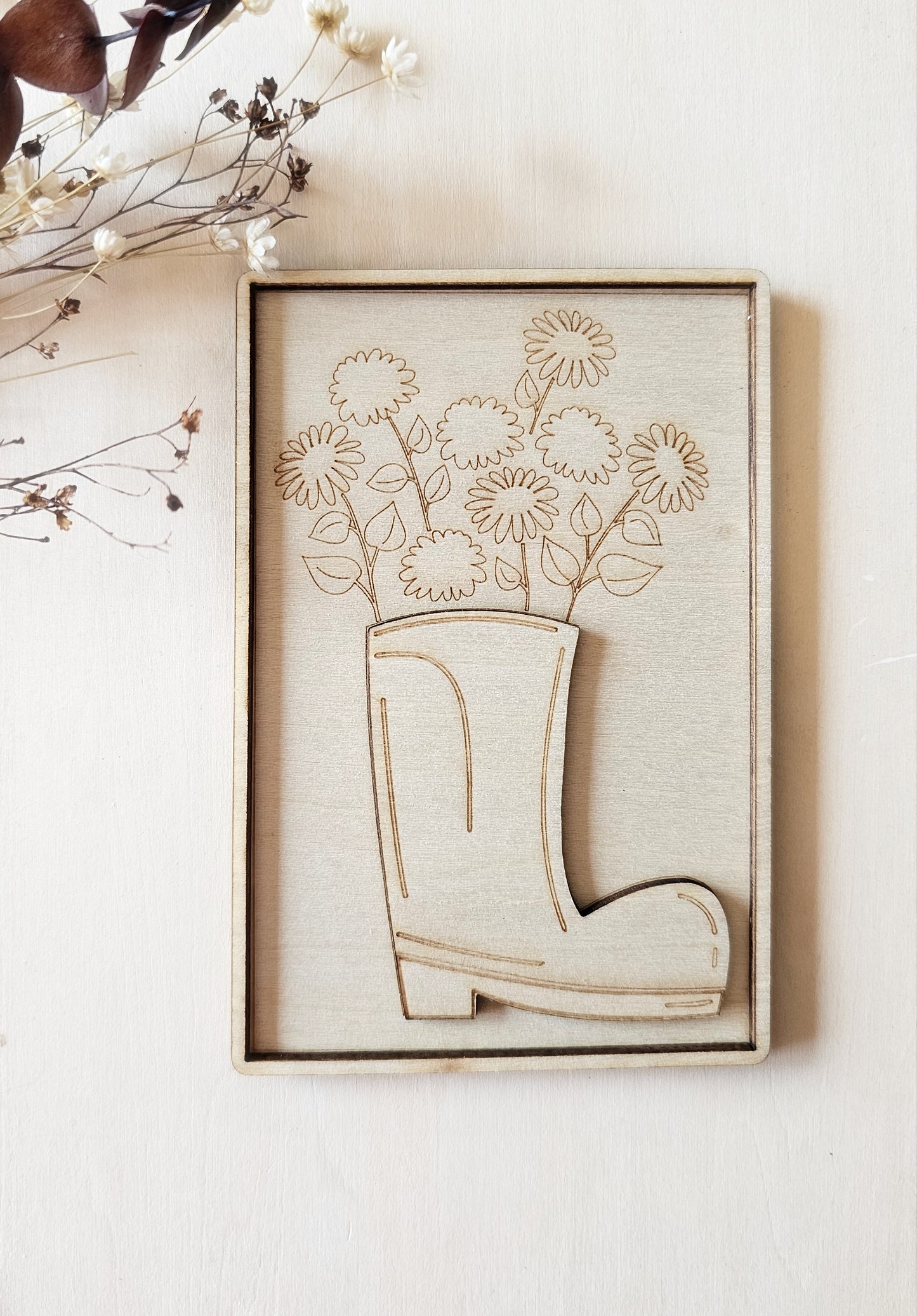 Rainboot Wood Magnet