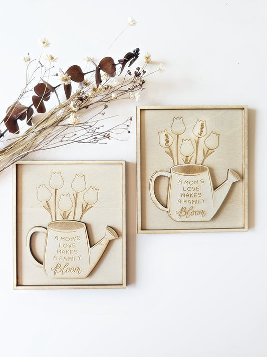 Watering Can Wood Magnet