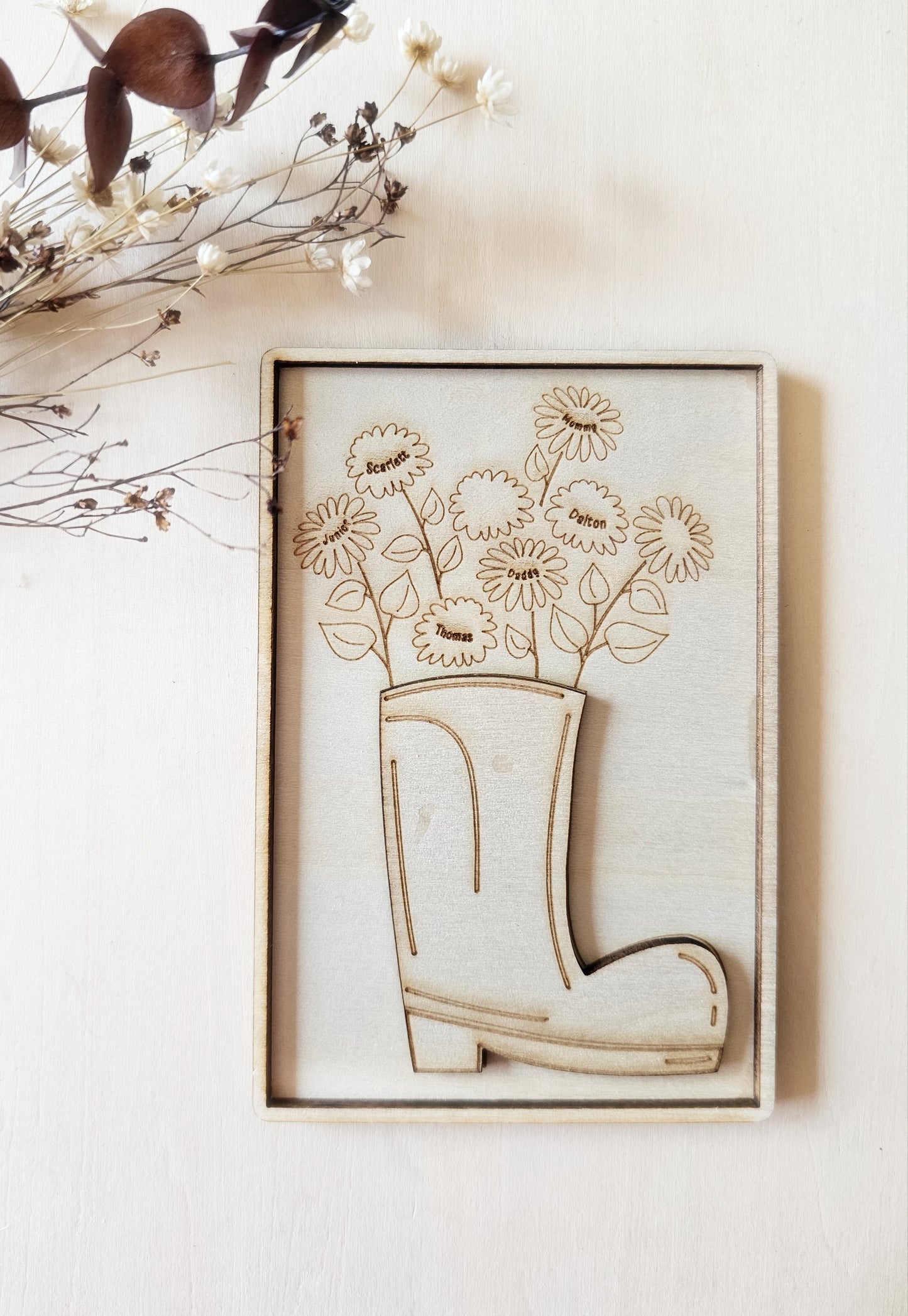 Rainboot Wood Magnet