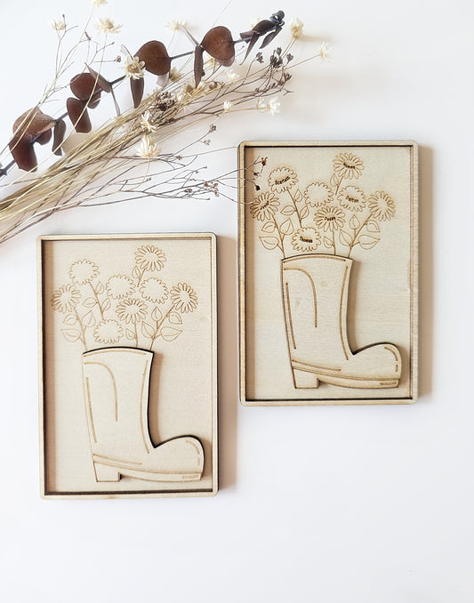 Rainboot Wood Magnet
