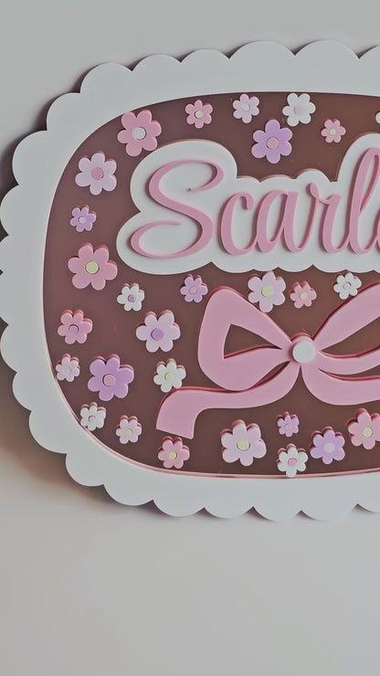 Floral (Rose Gold Mirrored Acrylic) Name Wall Sign