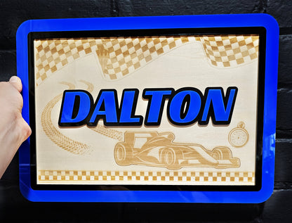 Racecar Custom Name Wall Sign