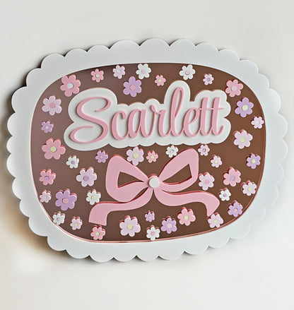 Floral (Rose Gold Mirrored Acrylic) Name Wall Sign