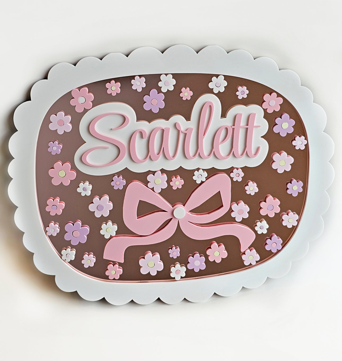 Floral (Rose Gold Mirrored Acrylic) Name Wall Sign