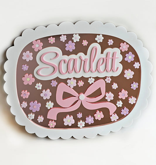 Floral (Rose Gold Mirrored Acrylic) Name Wall Sign